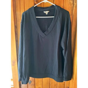 Orvis Women Black Shirt V-Neck Long Sleeves Stretch Fleece Lined Top Size Xl‎